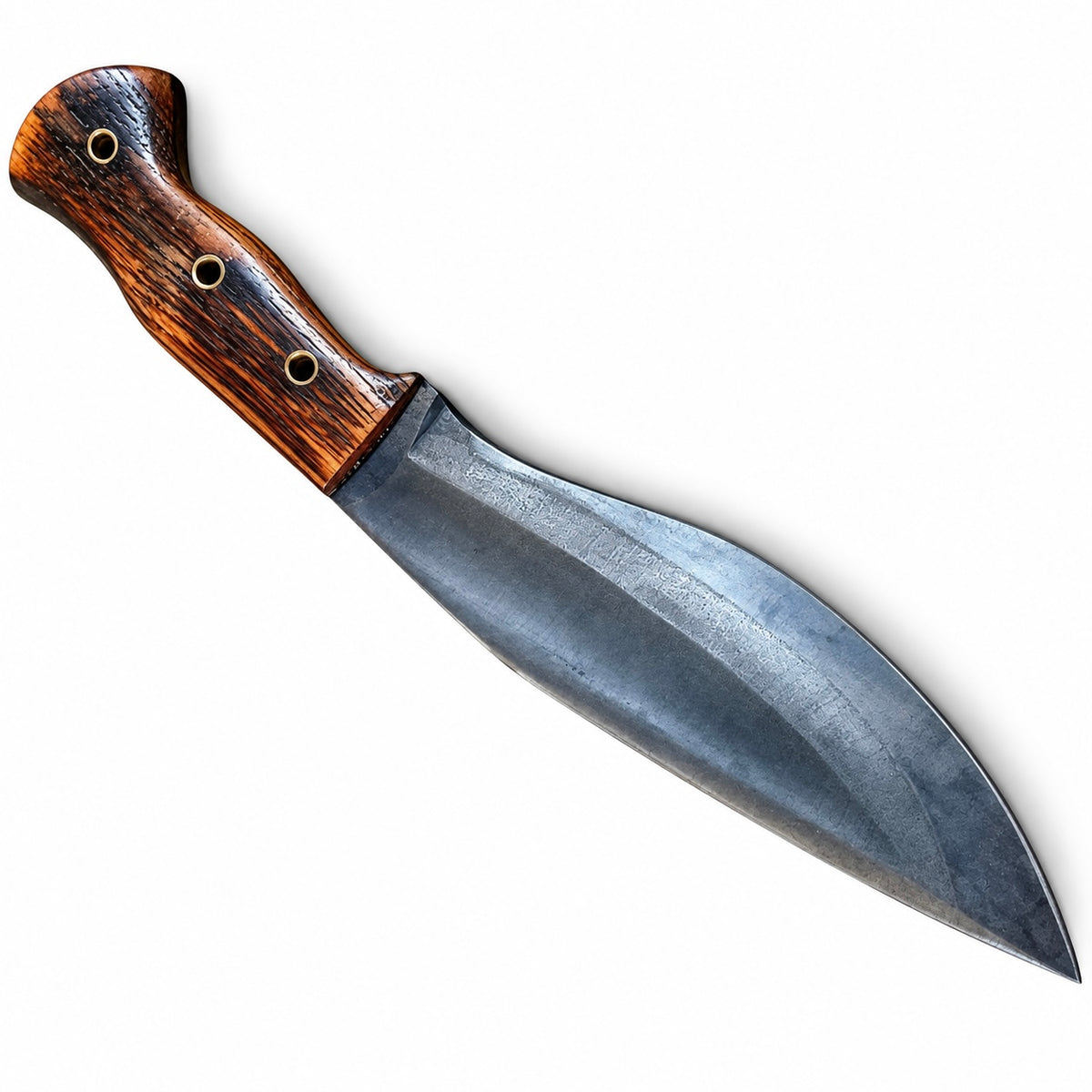 Handmade deer antler knife resting beside its leather sheath
