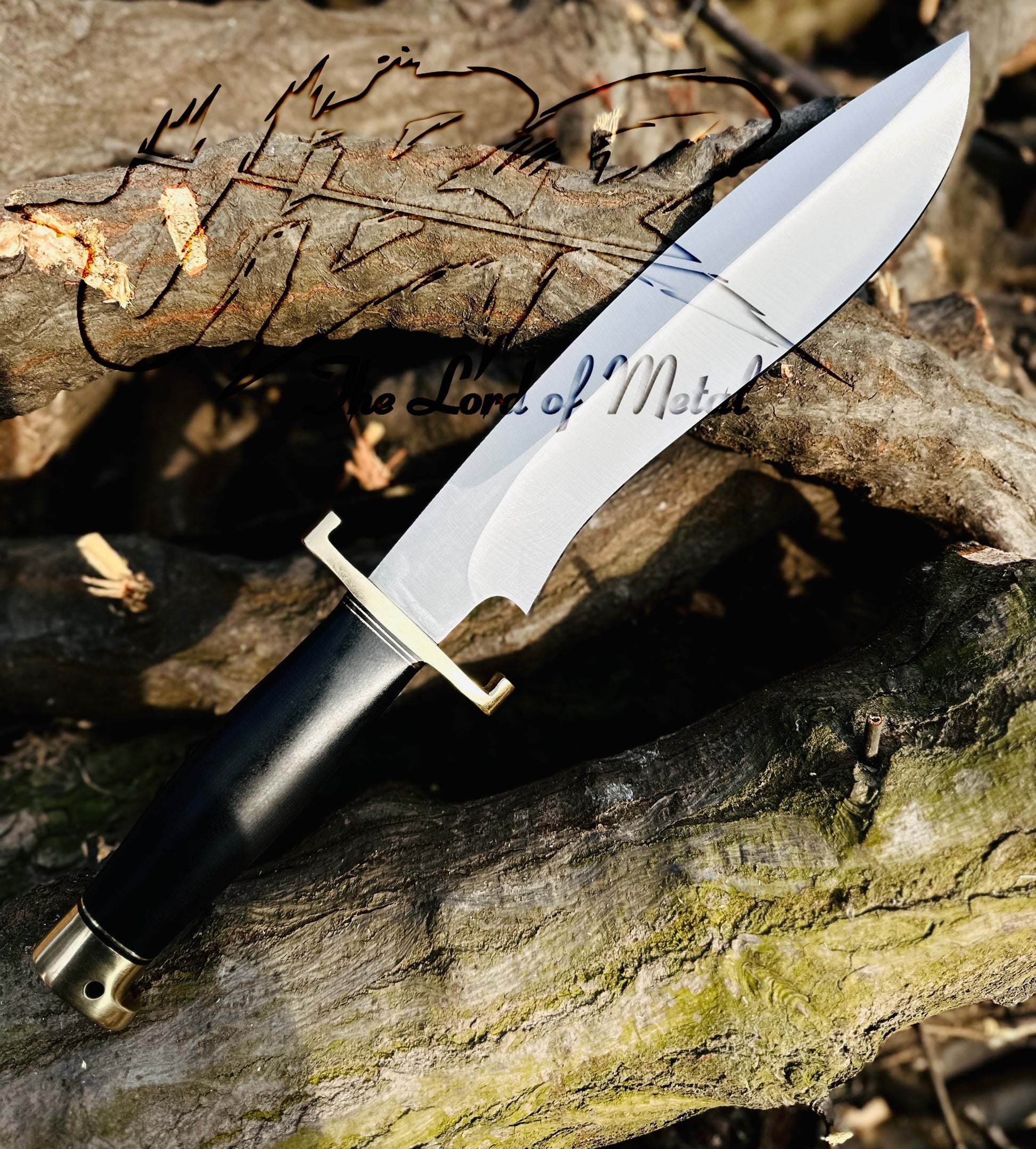 Sasquatch bowie Knife - Handmade D2 Tool Steel Hunting Bowie Knife with Leather Sheath Unique Blades Runner