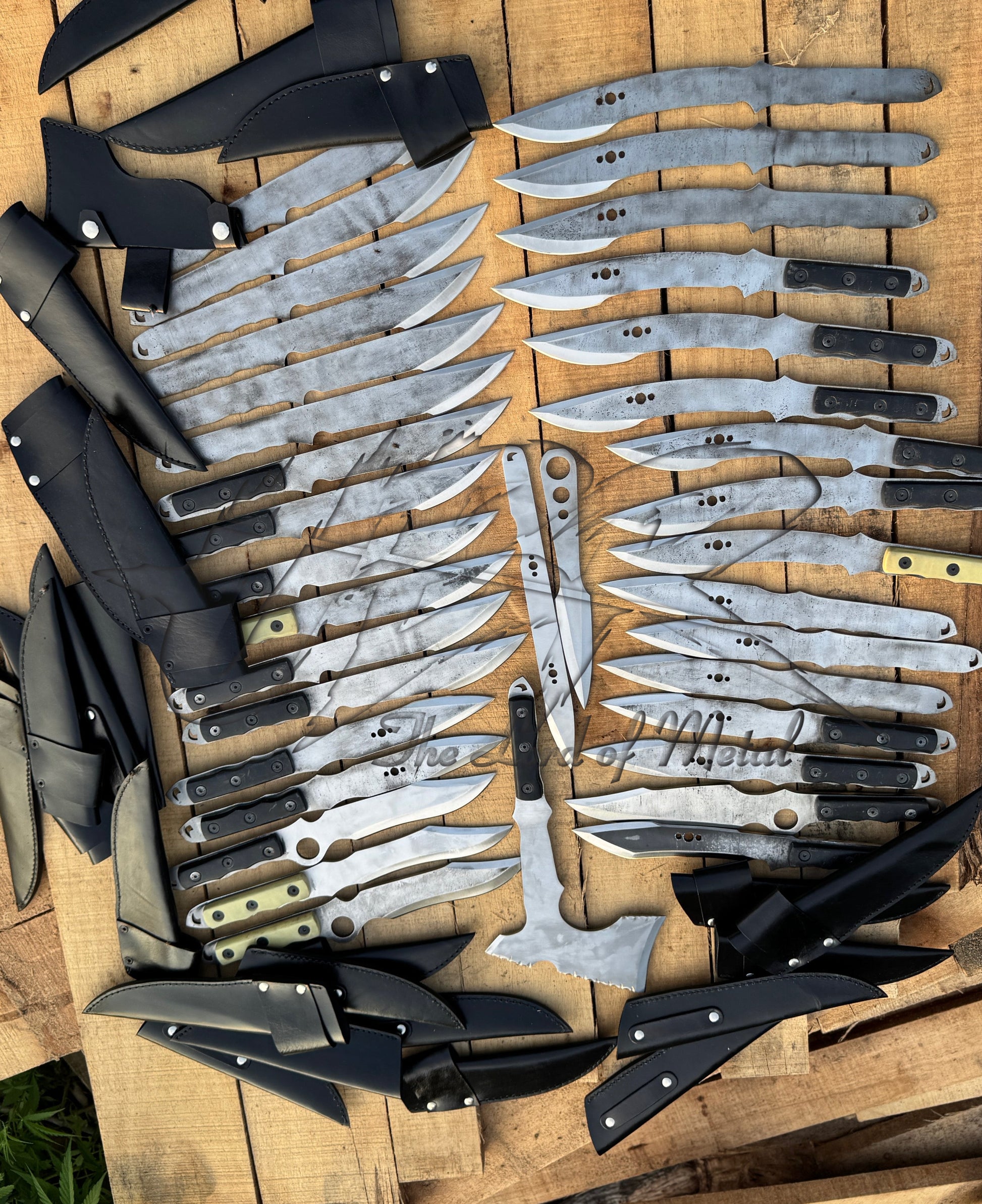 Bulk Handmade Best Throwing Knives Set with Leather Sheaths / 35 Blade Assortment Unique Blades Runner