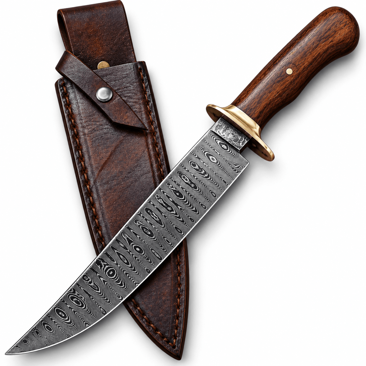 Natural grain on the 5-inch rosewood Bowie knife handle