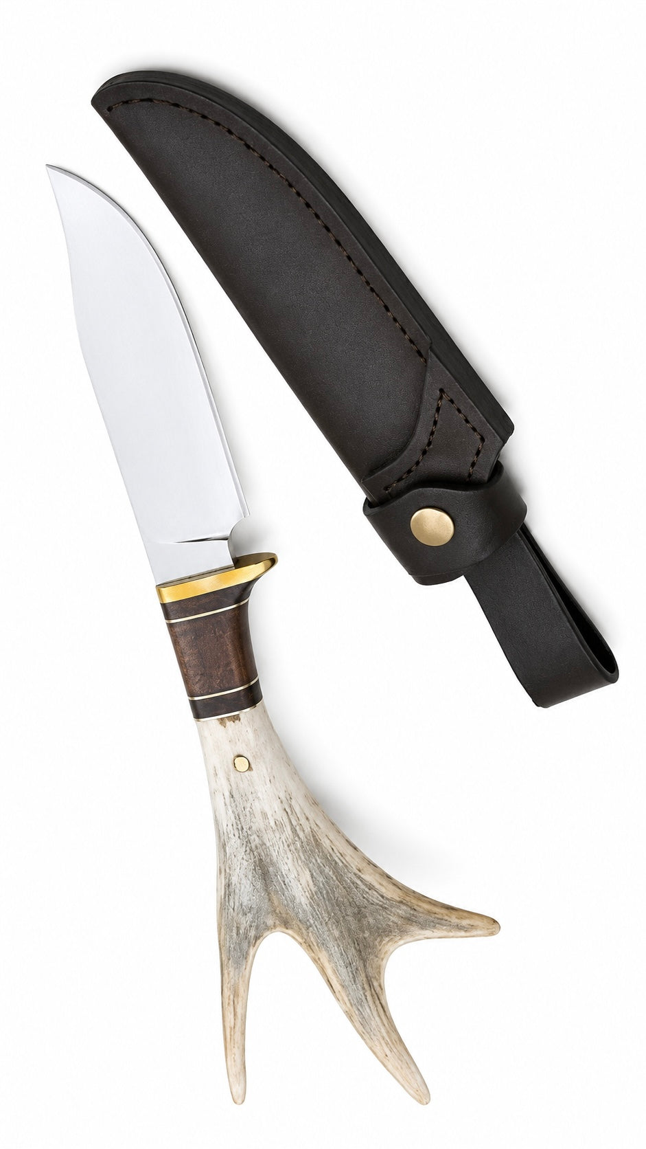 Stag Handle Hunting Knife – Handmade Fixed Blade with Leather Sheath Unique Blades Runner