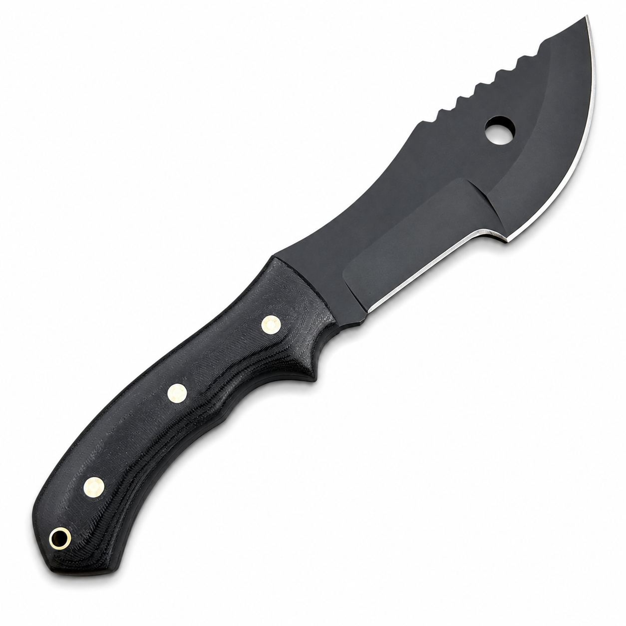 Full Tang Tracker Knife – Curved Blade with Black Micarta Handle Unique Blades Runner