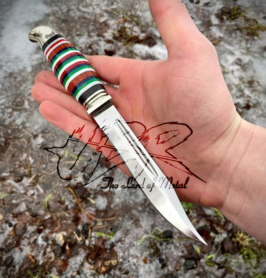 Randall Style Best Hunting Knife with Multi-Colored Micarta Handle Unique Blades Runner