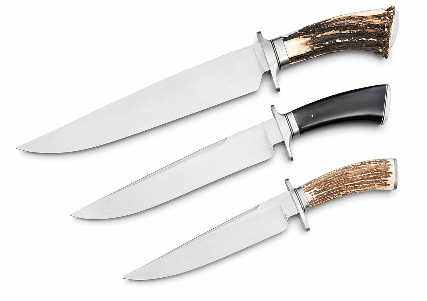 Bowie Knife Set – Handmade Large Fixed Blade Knives with Stag & Horn Handles Unique Blades Runner