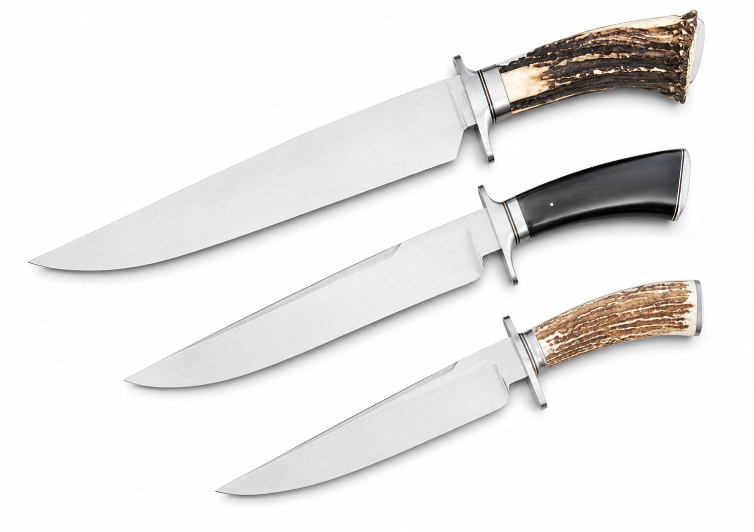 Bowie Knife Set – Handmade Large Fixed Blade Knives with Stag & Horn Handles Unique Blades Runner