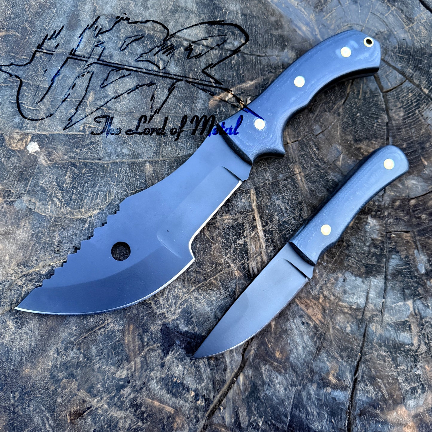 Full Tang Tracker Knife – Curved Blade with Black Micarta Handle Unique Blades Runner