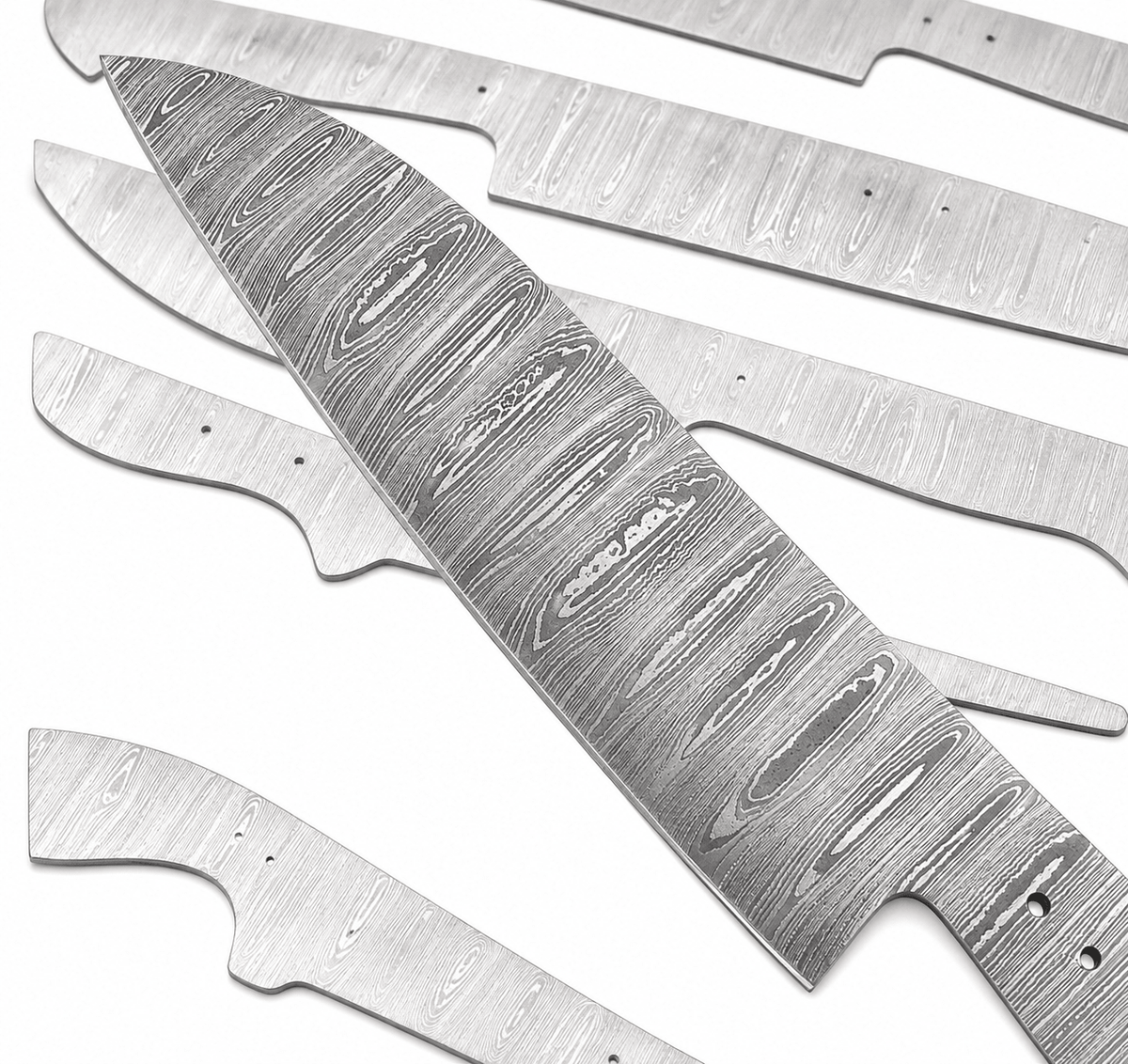 Damascus steel slicing and fillet knife blanks for knife making