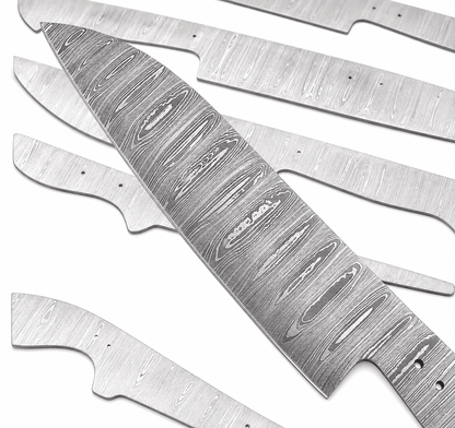 Damascus steel slicing and fillet knife blanks for knife making
