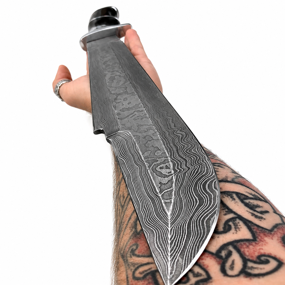 Damascus Steel Predator Bowie Knife - Collectible Knife Unique Blades Runner