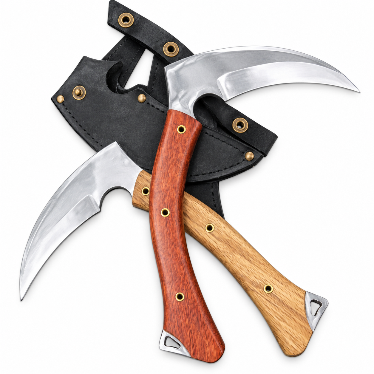 Hand Forged Sickle Knife with Wood Handle & Leather Sheath Unique Blades Runner