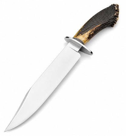 Antler Handle Bowie Knife – Handmade Large Fixed Blade Hunting Knife Unique Blades Runner