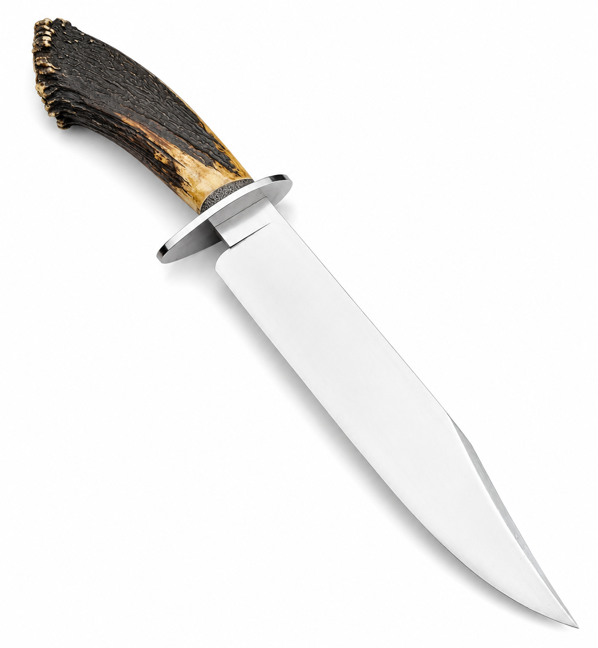 Antler Handle Bowie Knife – Handmade Large Fixed Blade Hunting Knife Unique Blades Runner