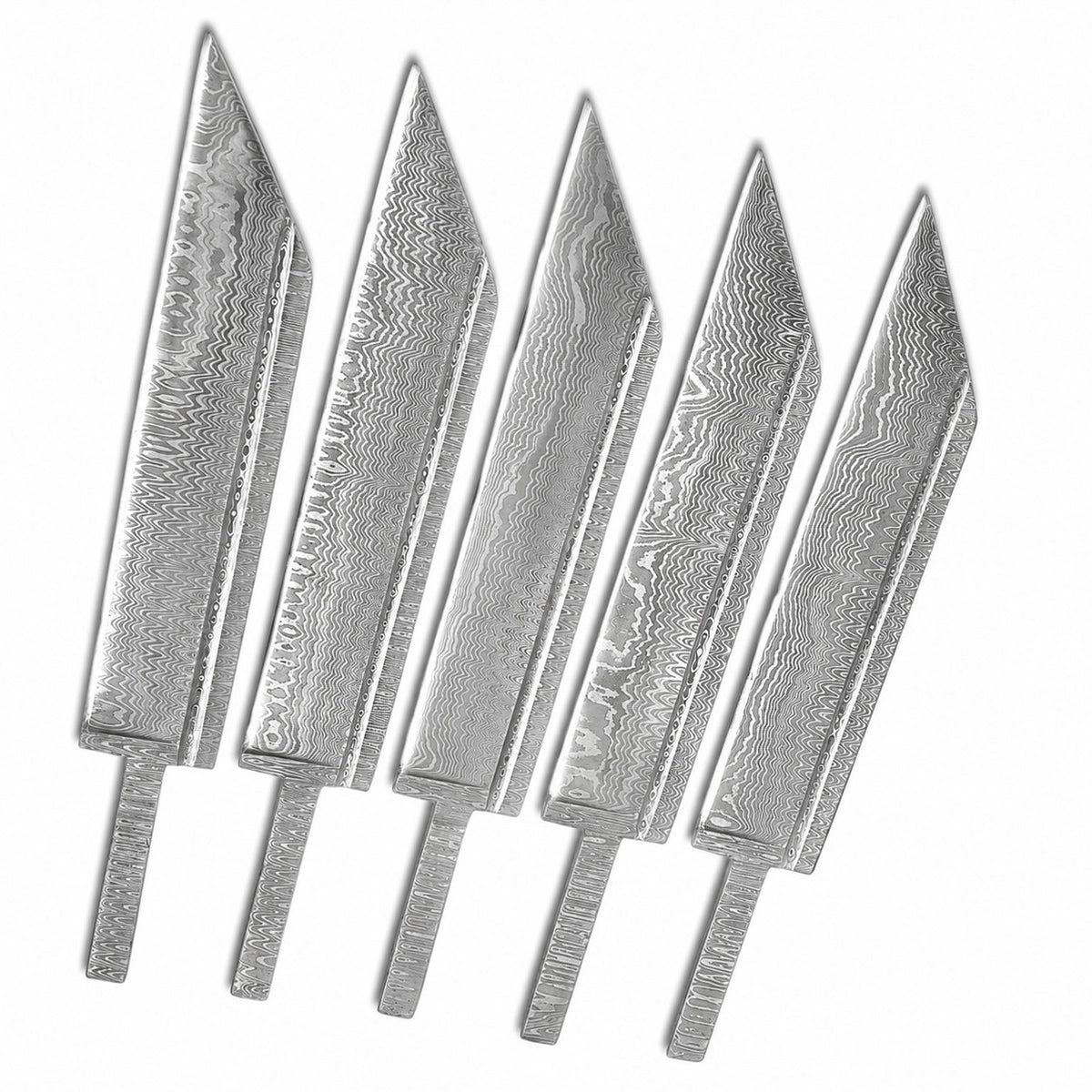 5-Piece Damascus Seax Knife Blanks Unique Blades Runner