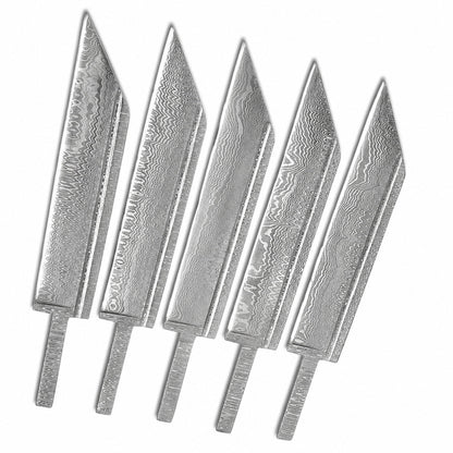 5-Piece Damascus Seax Knife Blanks Unique Blades Runner
