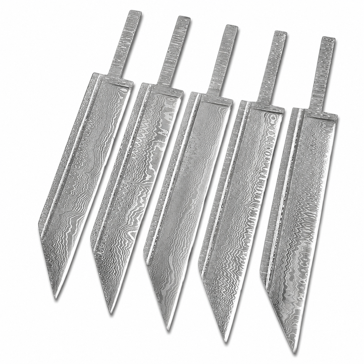 5-Piece Damascus Seax Knife Blanks Unique Blades Runner