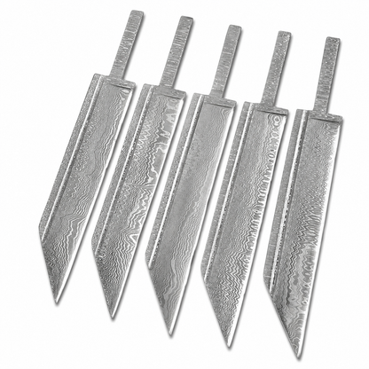 5-Piece Damascus Seax Knife Blanks Unique Blades Runner