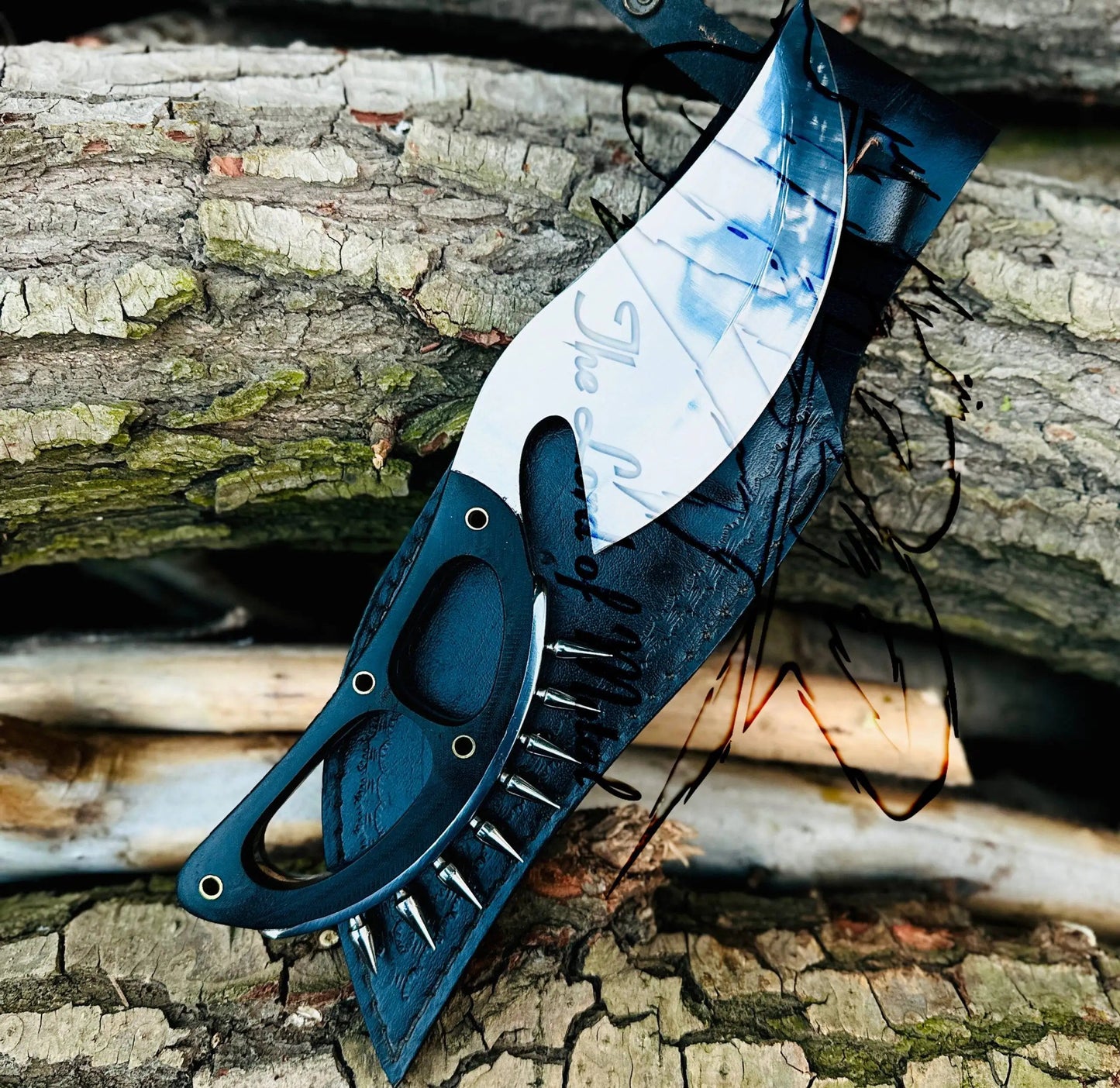 UBR Handmade D2 Tool Steel Original Bowie Knife with Micarta Handle & Leather Sheath Unique Blades Runner