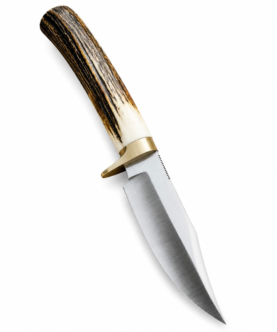 Stag Handle Hunting Knife – Handmade Fixed Blade with Brass Guard Unique Blades Runner