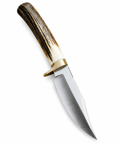 Stag Handle Hunting Knife – Handmade Fixed Blade with Brass Guard Unique Blades Runner
