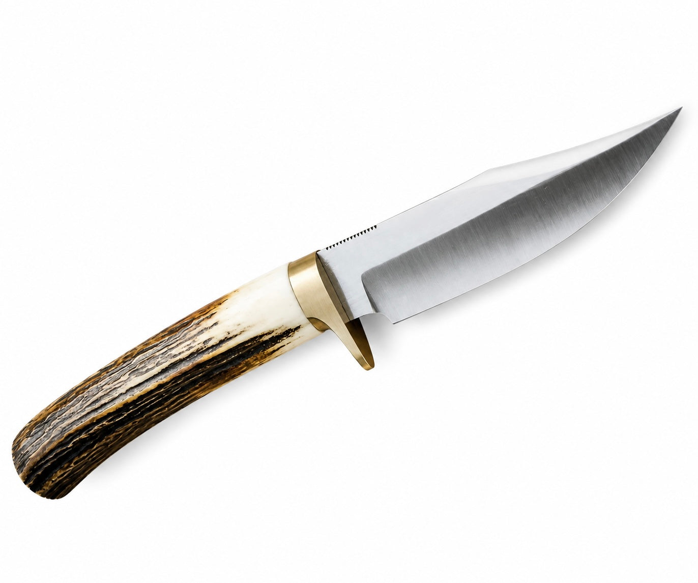 Stag Handle Hunting Knife – Handmade Fixed Blade with Brass Guard Unique Blades Runner