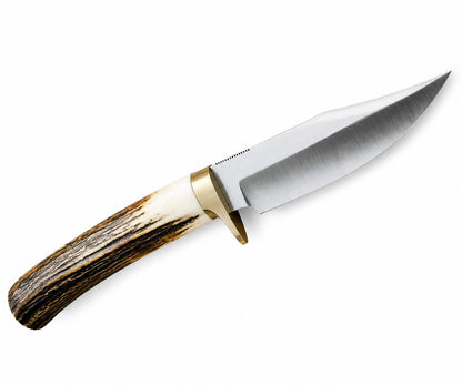 Stag Handle Hunting Knife – Handmade Fixed Blade with Brass Guard Unique Blades Runner