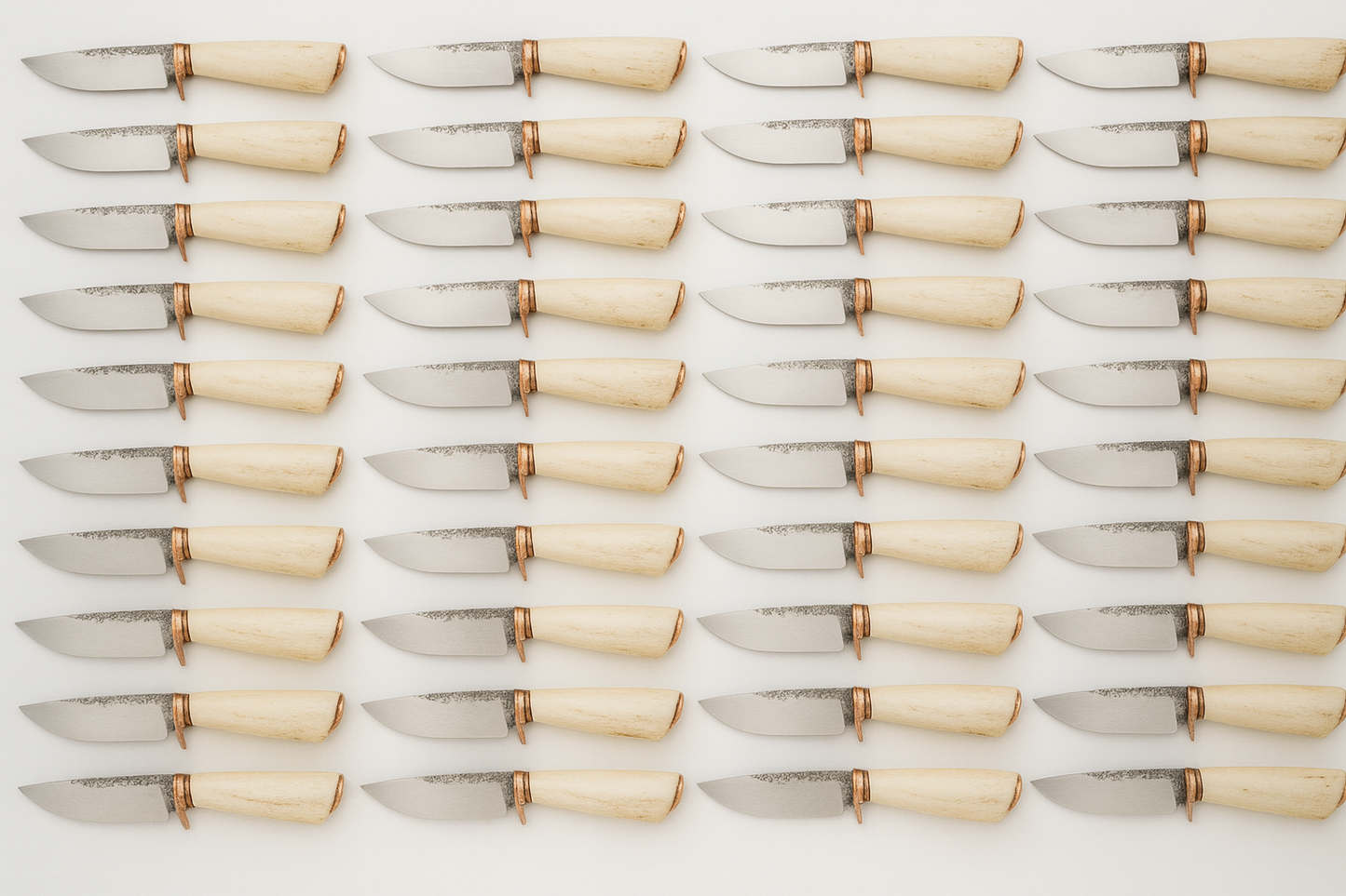 Lot of 40 Carbon Steel Skinner Knives | Handmade Stag Handle Knife Set Unique Blades Runner