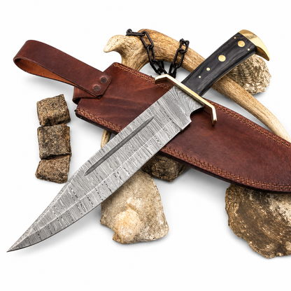 Timber Rattler Bowie Knife – Damascus Steel with Wood Handle Unique Blades Runner