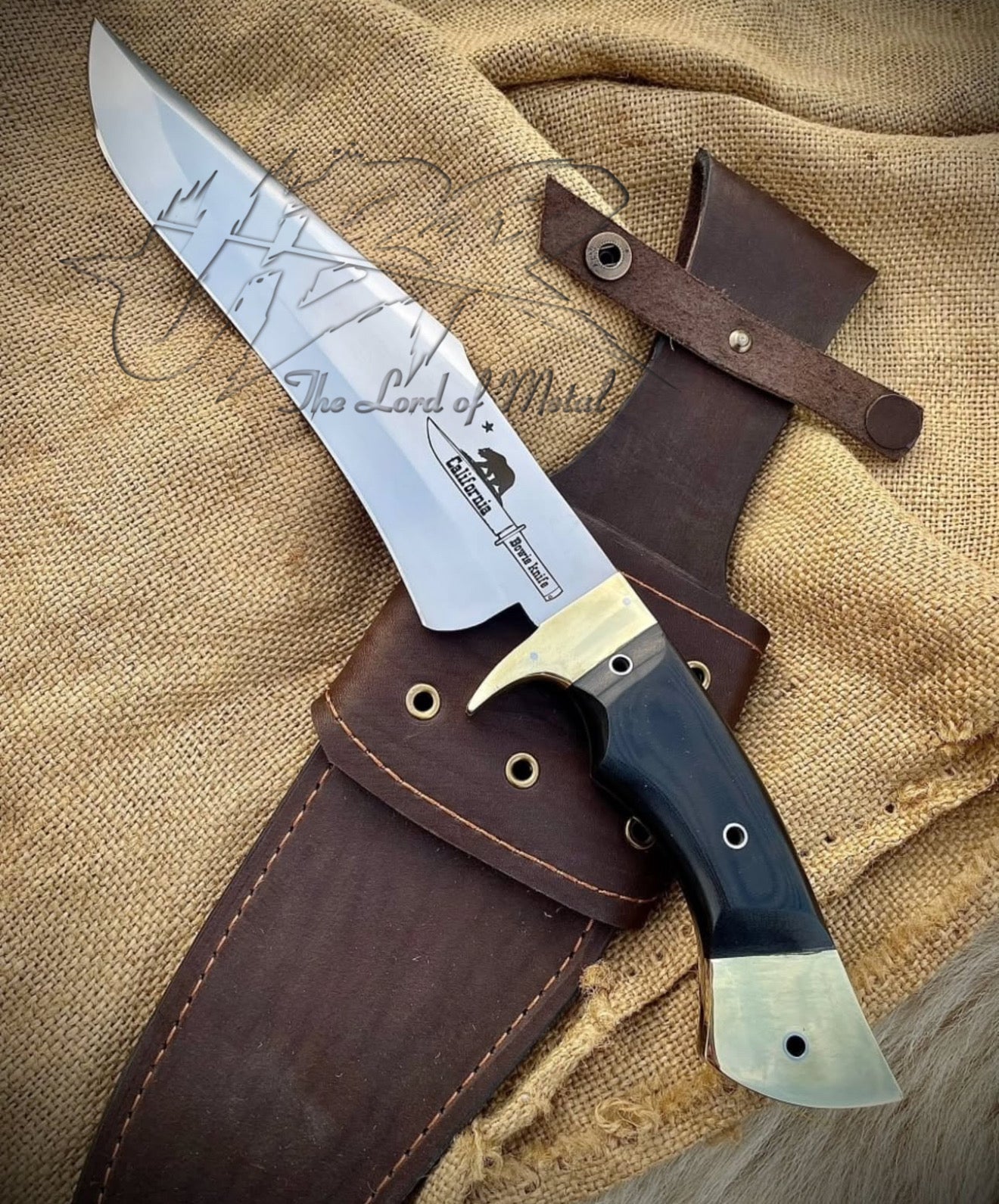 California Bowie Knife | Handmade Arizona Bowie Knife with Leather Sheath Unique Blades Runner