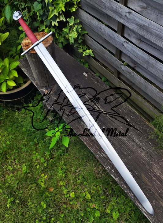 Hand-Forged Two-Handed Longsword – High Carbon Steel Medieval Sword with Red Leather Grip Unique Blades Runner