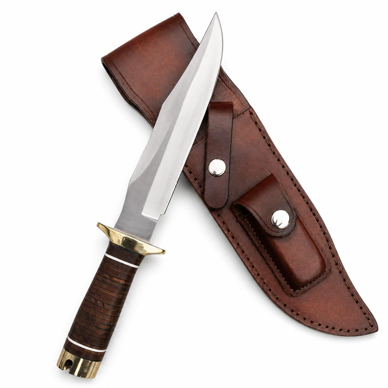 SOG Super Bowie Knife – Handmade Large Fixed Blade with Stacked Leather Handle Unique Blades Runner