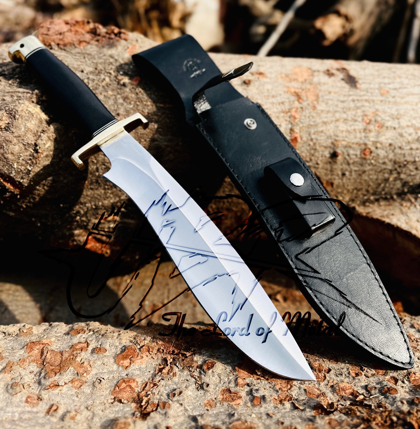 Sasquatch bowie Knife - Handmade D2 Tool Steel Hunting Bowie Knife with Leather Sheath Unique Blades Runner