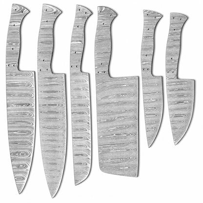 Damascus steel cleaver blank with full tang and pin holes