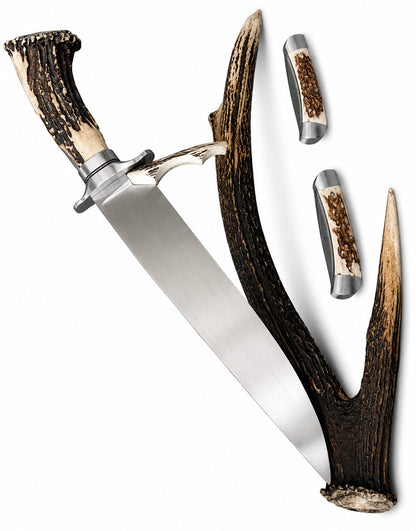 Giant Bowie Knife – Handmade Fixed Blade with Stag Antler Handle Unique Blades Runner