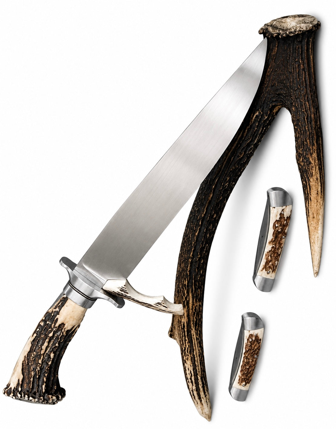 Giant Bowie Knife – Handmade Fixed Blade with Stag Antler Handle Unique Blades Runner