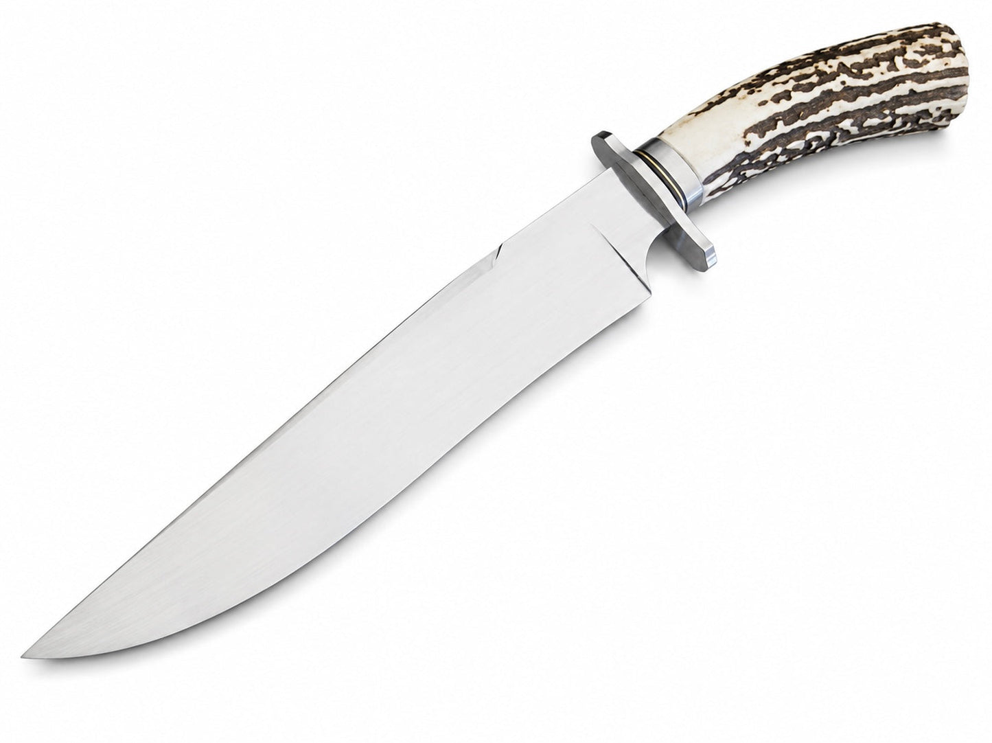 Classic Stag Handle Knife – Handmade Large Fixed Blade with Leather Sheath Unique Blades Runner
