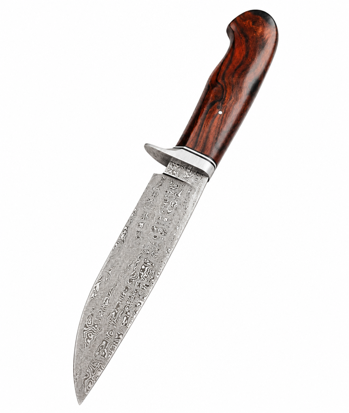 Damascus Hunting Knife – Handmade Fixed Blade with Wood Handle Unique Blades Runner