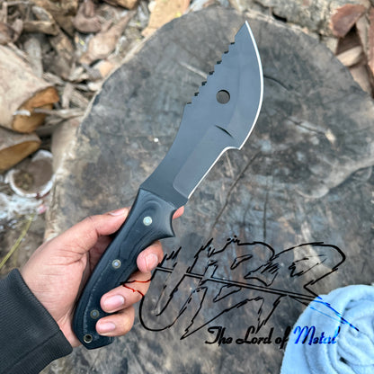 Tracker Knife – Full Tang Curved Blade with Black Micarta Handle Unique Blades Runner
