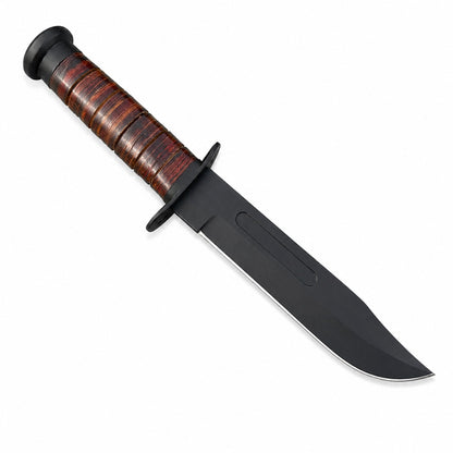 Kabar Knife USMC – Handmade Fixed Blade Knife with Stacked Leather Handle Unique Blades Runner