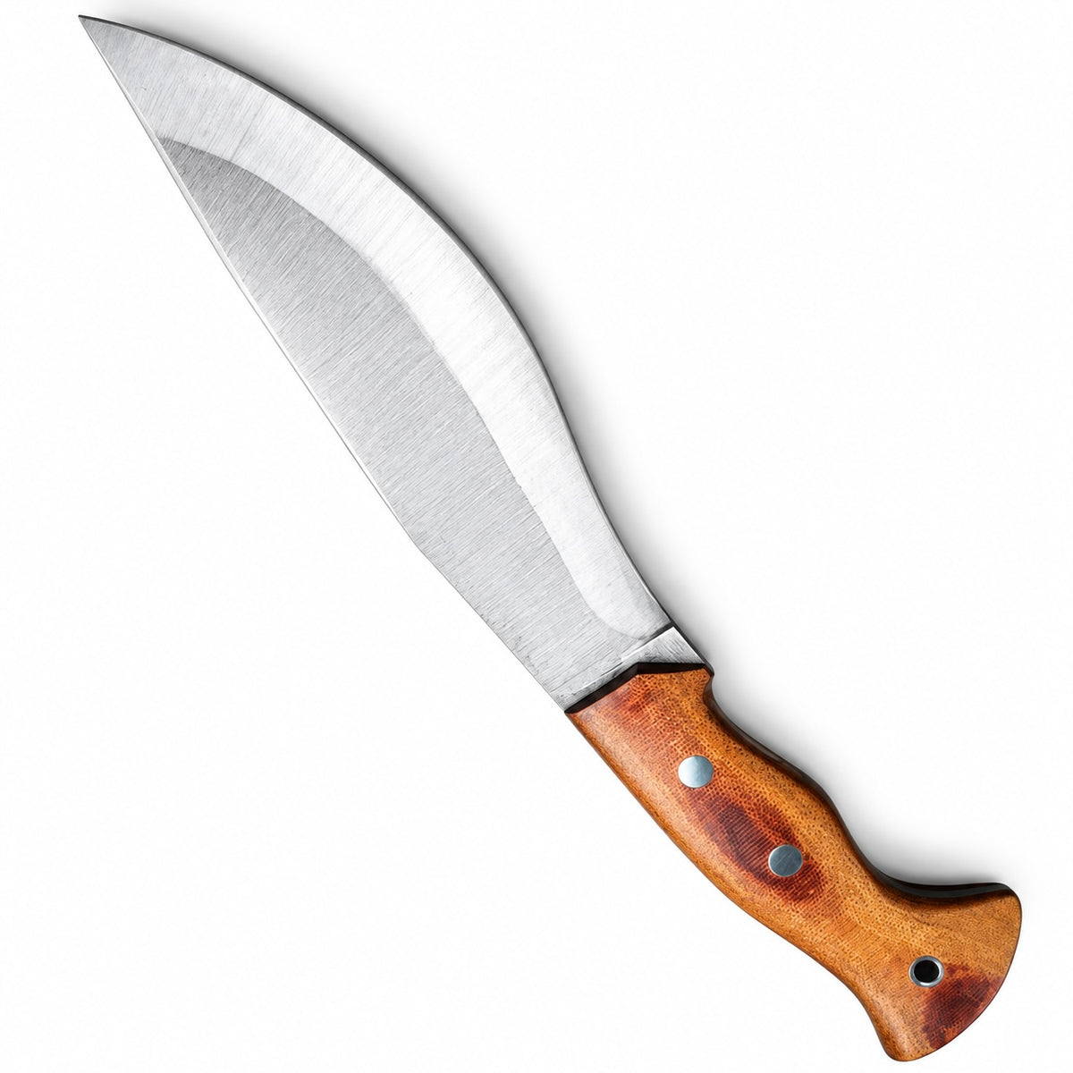 Handmade large camp knife with high carbon blade and leather sheath
