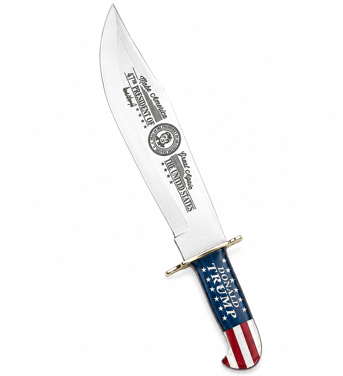 Donald Trump Bowie Knife – Presidential Collectible Fixed Blade with American Flag Handle Unique Blades Runner