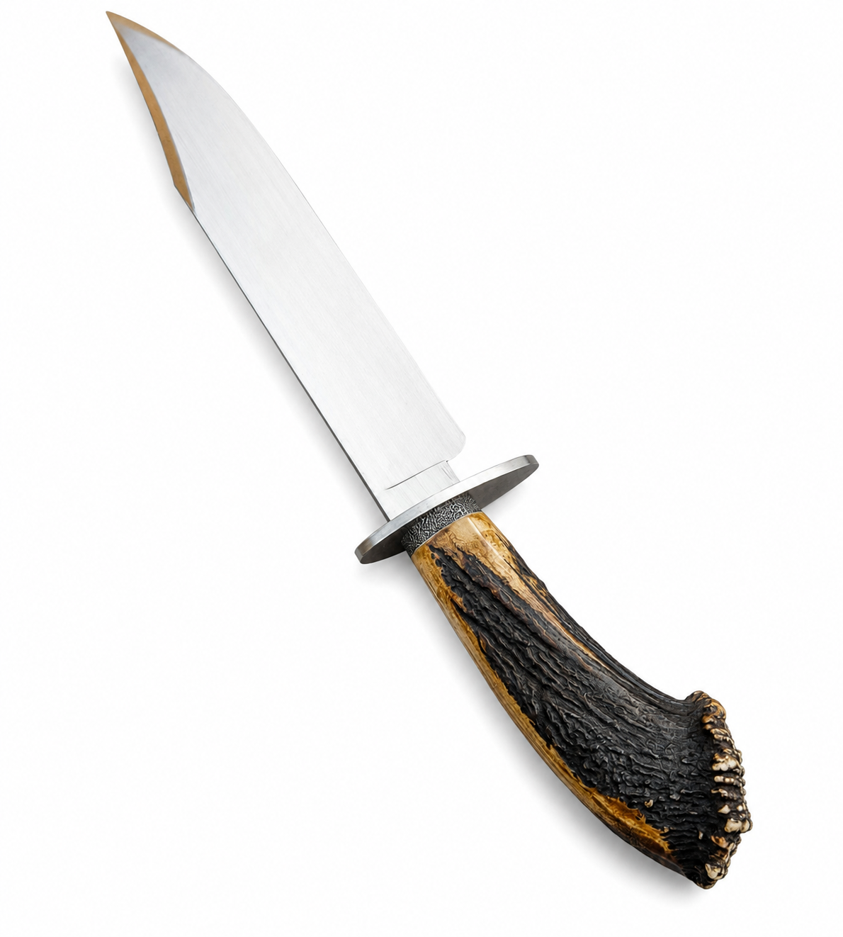 Antler Handle Bowie Knife – Handmade Large Fixed Blade Hunting Knife Unique Blades Runner