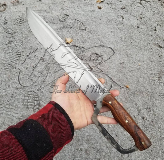 Custom D-Guard Bowie Knife Full Tang – High Carbon Steel Blade with Walnut Wood Handle Unique Blades Runner