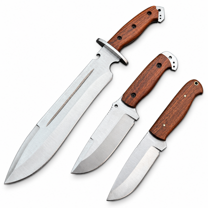 Survival Knives Set – 3 Piece Fixed Blade Knives with Leather Sheaths Unique Blades Runner