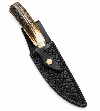 Stag Handle Hunting Knife – Handmade Fixed Blade with Brass Guard Unique Blades Runner