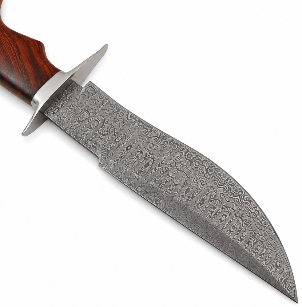 Handmade Damascus Steel Bowie Knife with Leather Sheath Unique Blades Runner