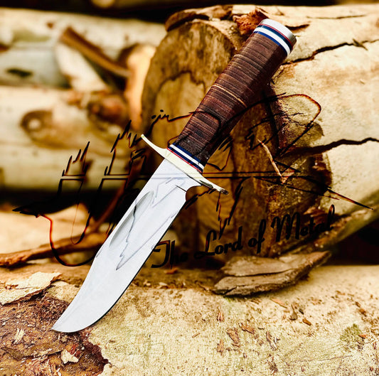 Handmade D2 Tool Steel Bowie Knife | Best Gift for Hunting & Survival | Leather Sheath