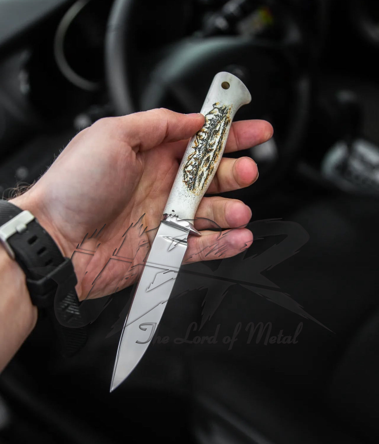 Handmade Stag Handle Hunting Knife | Mirror Polish Blade | UBR Bone Grip Knife