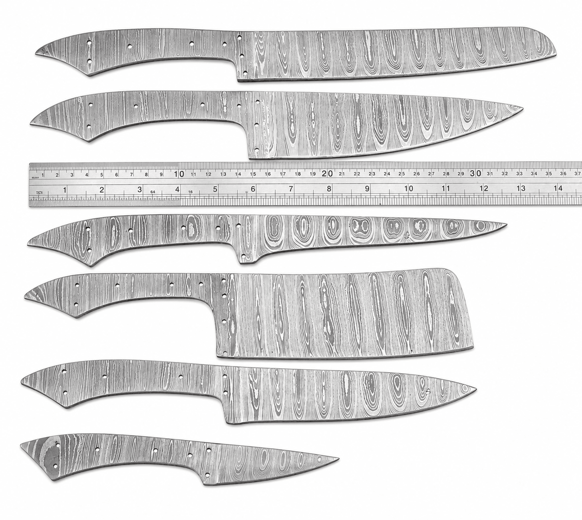 Heat treated Damascus cleaver and chef knife blanks for knife making