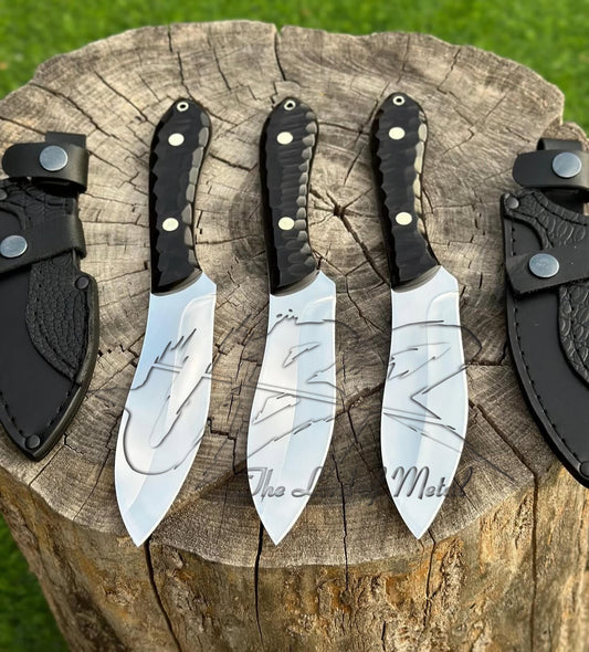 Hunting Knife Set of 3 Full Tang | Custom Outdoor Knives with Sheaths
