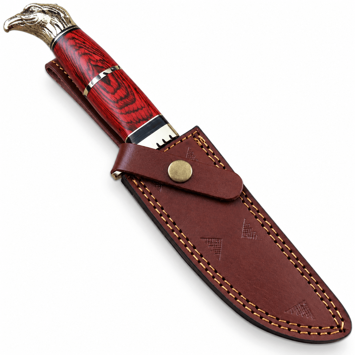Hunting knife with wood and brass handle, 12 inches overall
